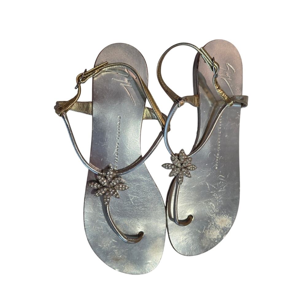 Giuseppe Zanotti Crystal Toe Ring Ankle Strap Sandals Size 38.5